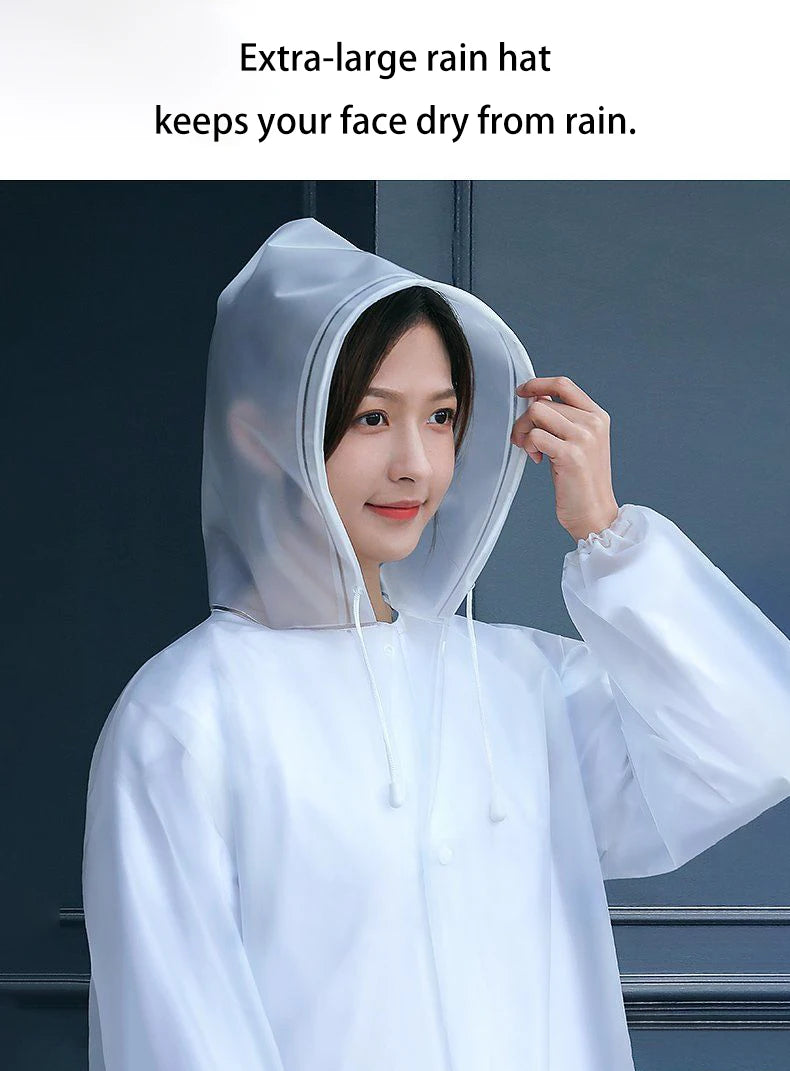 Langer Ganzkörper-Regenmantel für Erwachsene, verdickter EVA-Poncho, langlebig und langlebig, geeignet für Wandern, Radfahren, Outdoor-Aktivitäten usw.