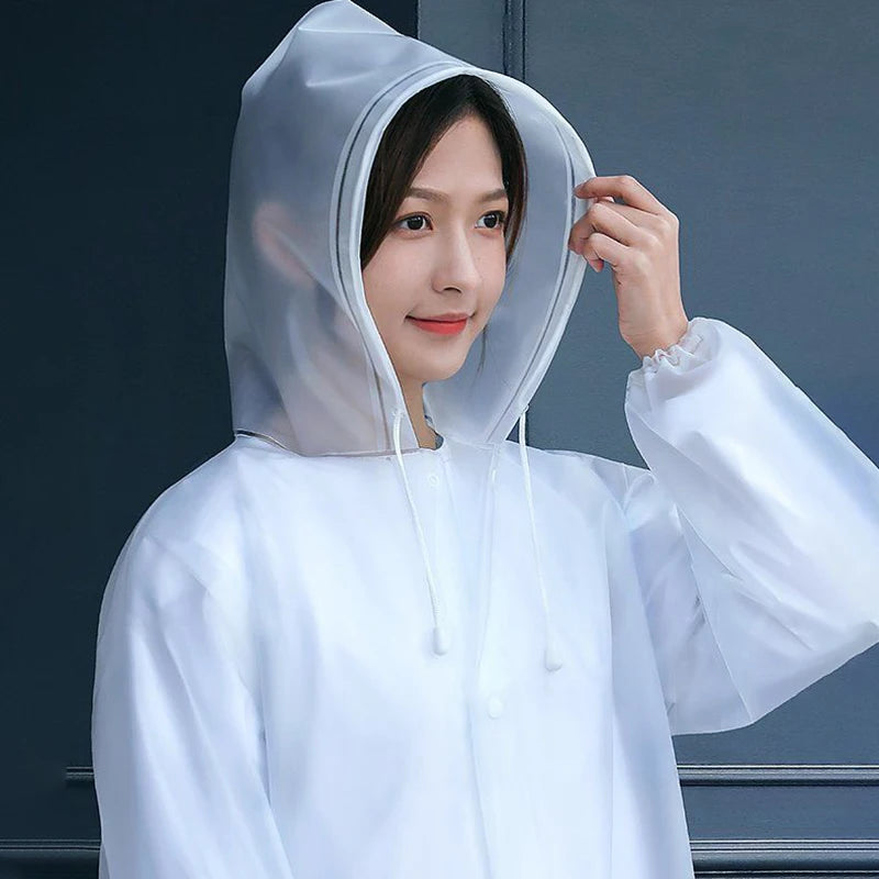 Langer Ganzkörper-Regenmantel für Erwachsene, verdickter EVA-Poncho, langlebig und langlebig, geeignet für Wandern, Radfahren, Outdoor-Aktivitäten usw.
