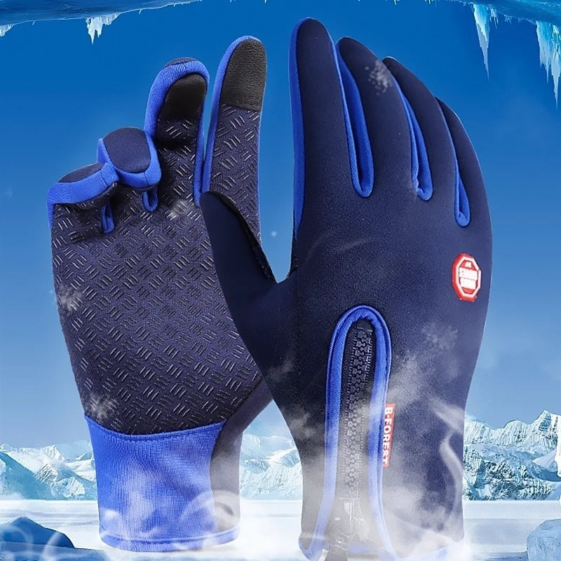 Warme Winterhandschuhe für Herren und Damen, Touchscreen, wasserabweisende Handschuhe, Snowboard, winddicht, Outdoor, Radfahren, Fahren, Reißverschluss, Sporthandschuh