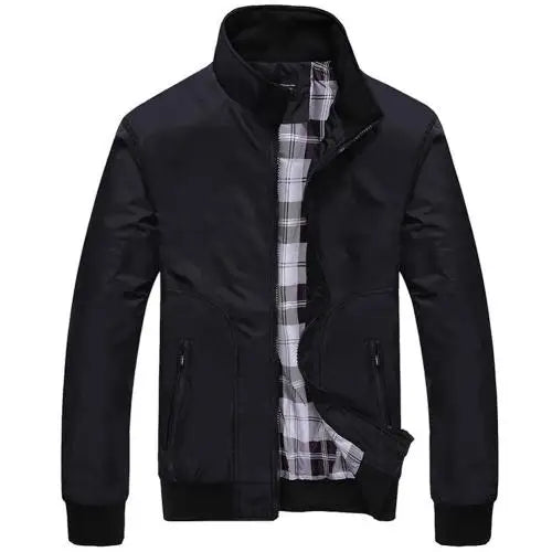 Dropshipping! !Mode Winter Warme Herren Jacke Einfarbig Stehkragen Zipper Tasche Bomber Mantel