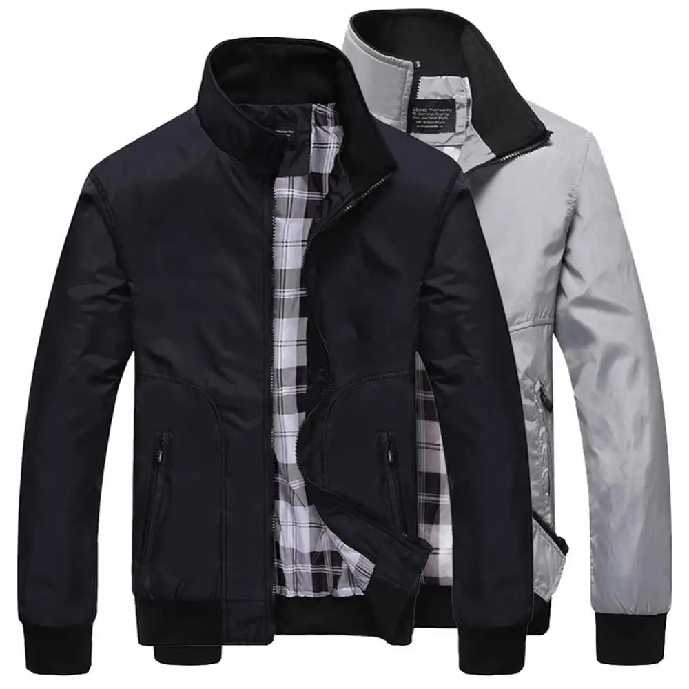 Dropshipping! !Mode Winter Warme Herren Jacke Einfarbig Stehkragen Zipper Tasche Bomber Mantel