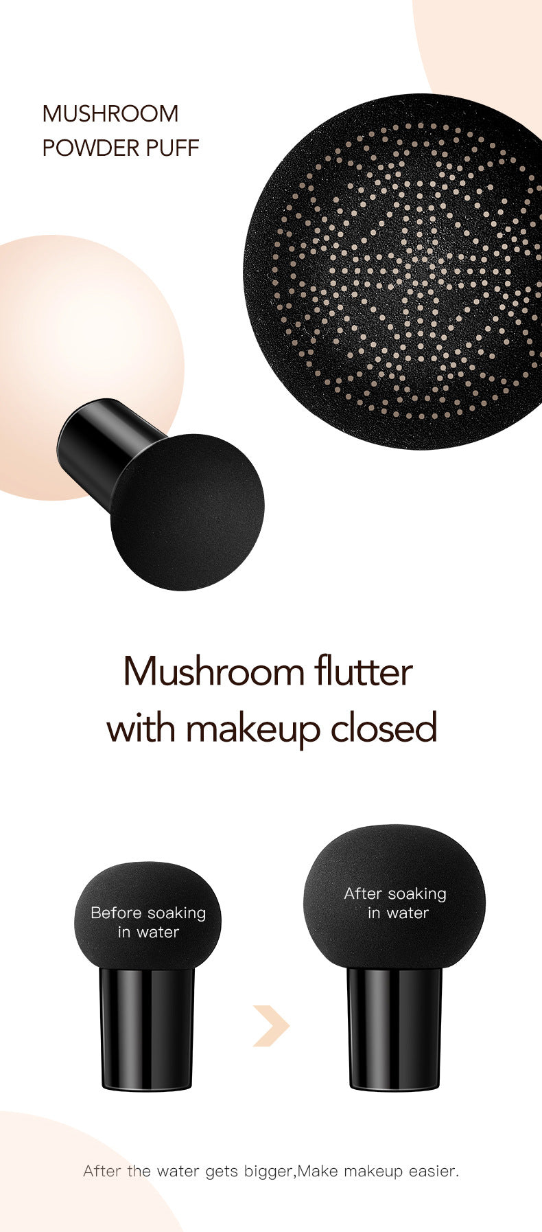 Mushroom Head Air Cushion BB Cream, Moisturizing Concealer Lasting Nude CC Liquid Foundation Even Skin Tone Makeup Base Primer