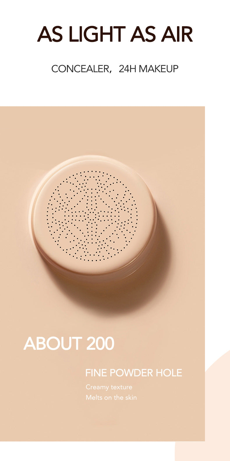 Mushroom Head Air Cushion BB Cream, Moisturizing Concealer Lasting Nude CC Liquid Foundation Even Skin Tone Makeup Base Primer