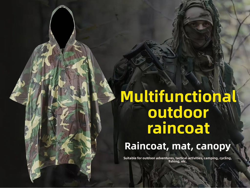 Drei-in-Eins-Tarnmantel, Regenmantel, Outdoor, Radfahren, Wandern, Bergsteigen, Camping, multifunktional, taktisch, wasserdicht...