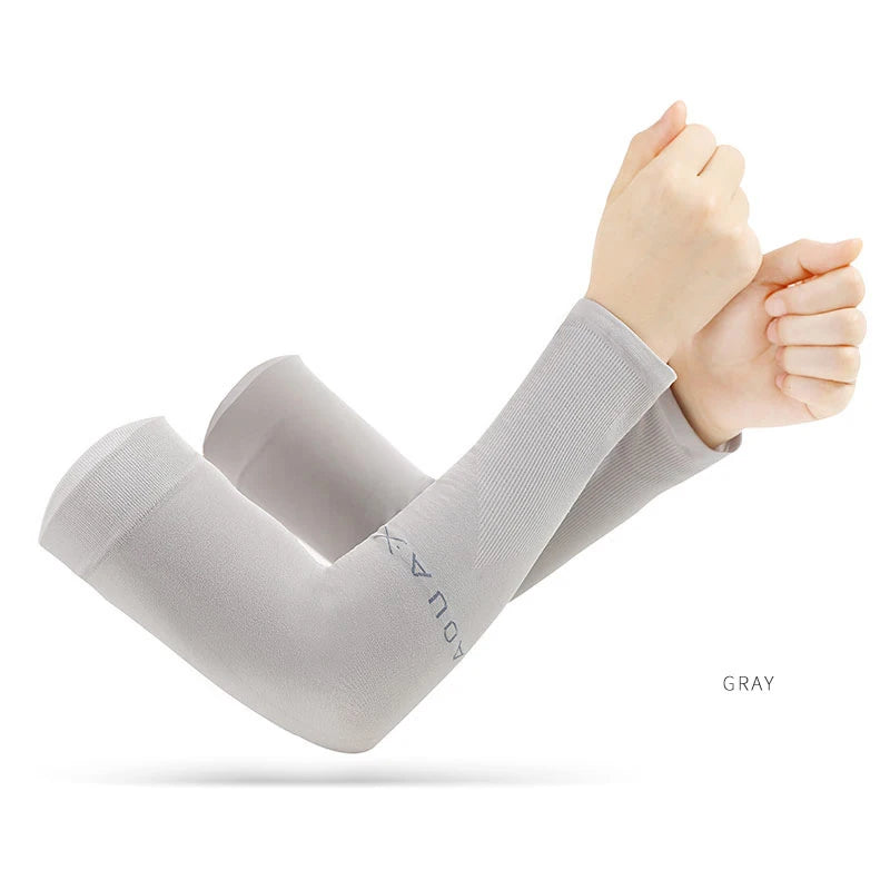 Anti-UV-Armabdeckungen für Männer und Frauen, Radfahren, fingerlose Handschuhe, Sommer, Sport, Eisseide, cooler Schal, Seide, elastische Armabdeckungen, Fahren