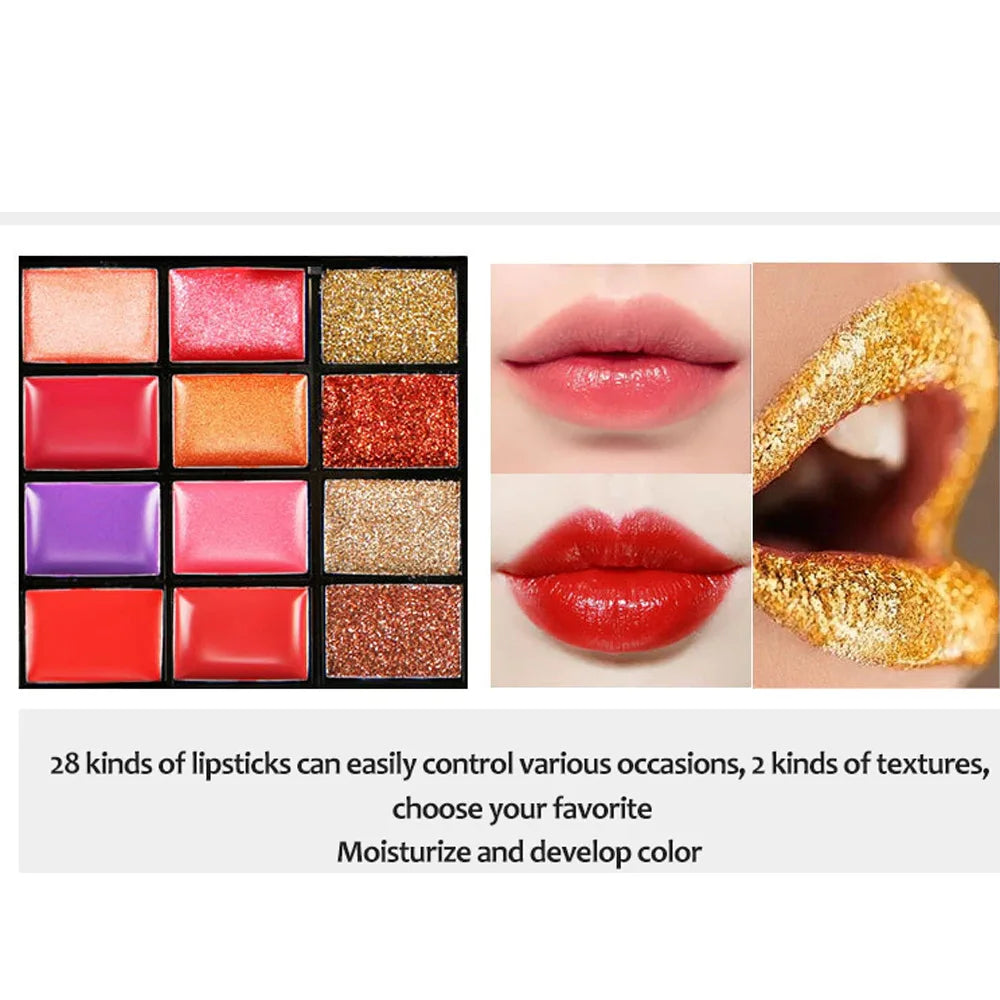 74-Farben-Lidschatten-Make-up-Set, komplettes Gesichts-Make-up-Set, Lidschatten, Lipgloss, Eyeliner, Make-up-Pinsel, Kosmetiktasche, Etui, Make-up