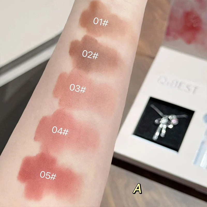 QIBEST 6 Teile/schachtel Matte Lippenstift Sets Und Spiegel Wässrige Lip Glasur Anhaltende Lip Make-Up Sets Feuchtigkeitsspendende Lipgloss Halskette Geschenk