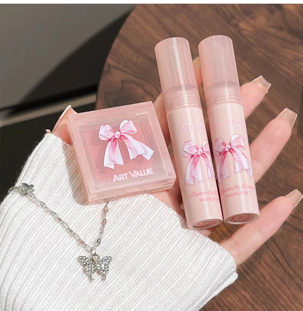 Art Value Butterfly Dance Color Box Four Lip Glaze Blush Set Halskette Lip Mud Blush Set