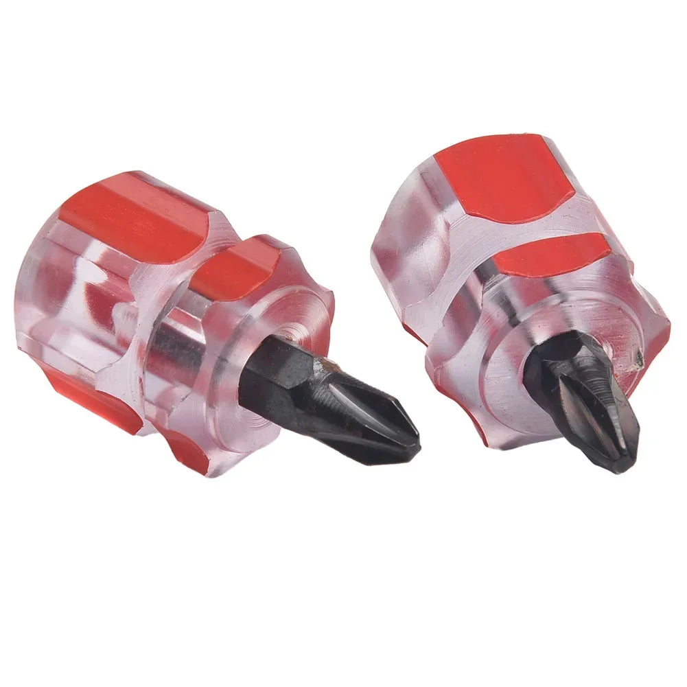 2/6PCS Mini Flachkopf Schraubendreher Nähmaschine Kreuz-kopf Kurzen Schraubendreher DIY Transparent Griff Reparatur Werkzeuge