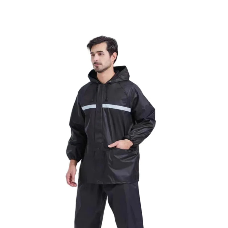 Herren Regenmantel Regenhose Set Geteilter reflektierender Regenmantel Baustellenfahrer zum Mitnehmen Reiten Wandern Arbeitsschutz Regenmantel