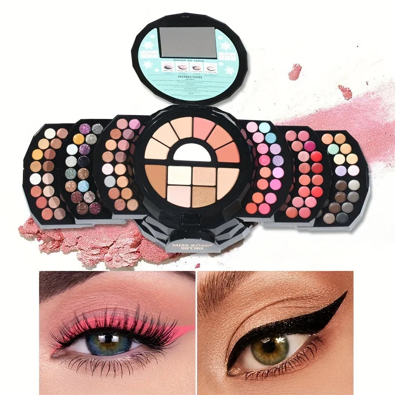 Das 110-Farben-All-in-One-Make-up-Palette-Geschenkset enthält Lidschatten, Glitzer, Lippenstift, Concealer, Rouge, Eyeliner, Textmarker mit Spiegel