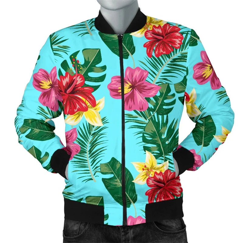Retro Blume Schädel Grafik Jacke Männer Frauen 3d gedruckt Streetwear Langarm Jacken lässige Persönlichkeit Herbst Bomber Jacke