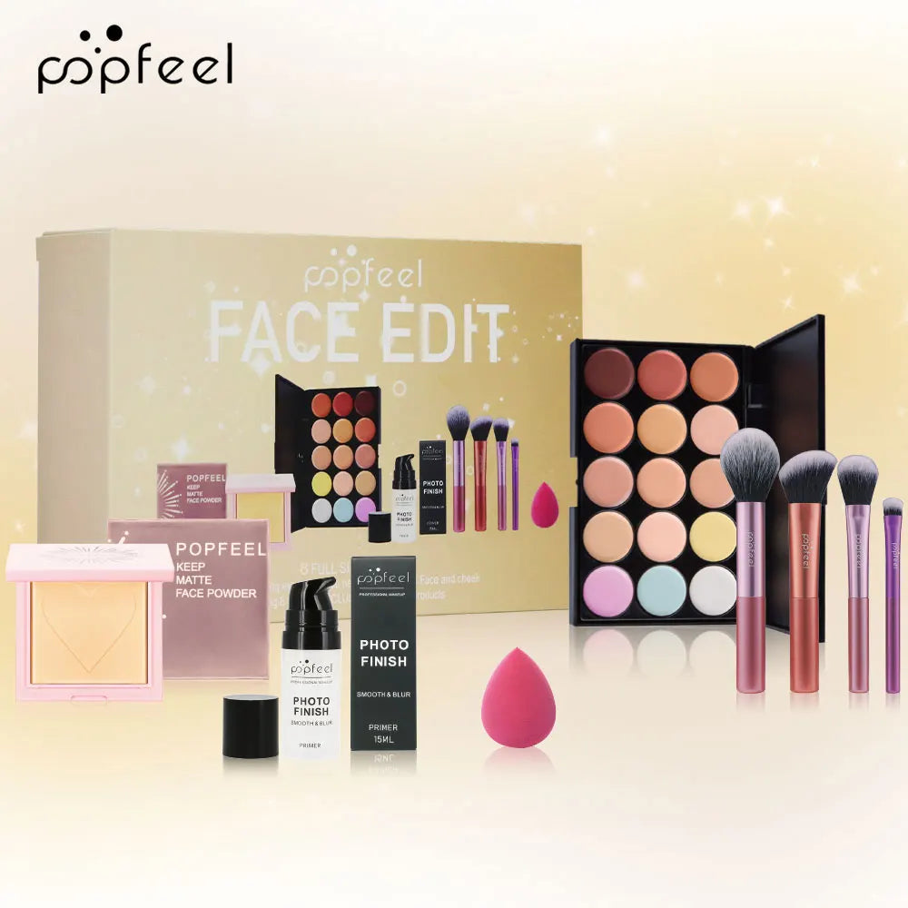 POPFEEL Gesichts-Make-up Mini Kit Foundation Primer Powder Foundation Make-up-Pinsel