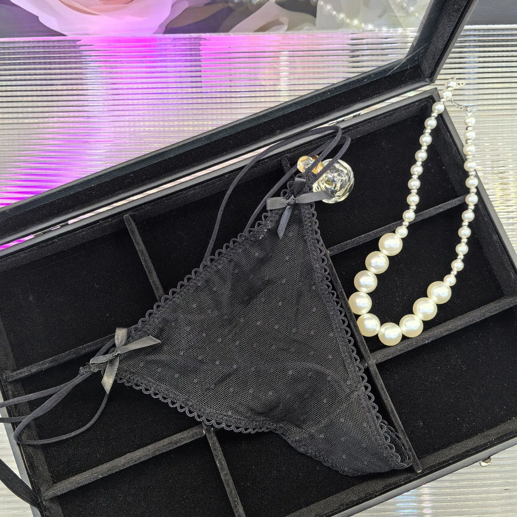 Bowknot Spitze Sexy Mädchen Slips Frauen Höschen Punkte Nahtlose G String Transparent Tanga Unterwäsche Niedrige Taille Weibliche Dessous