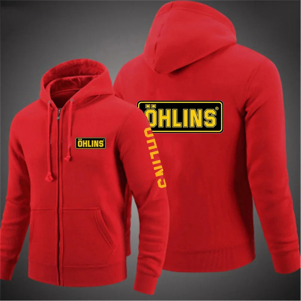 2025 männer Neue Ohlins Suspension Gedruckt Mantel Einfarbig Zipper Mit Kapuze Langarm Jacke Casual Sport Mode Hoodie