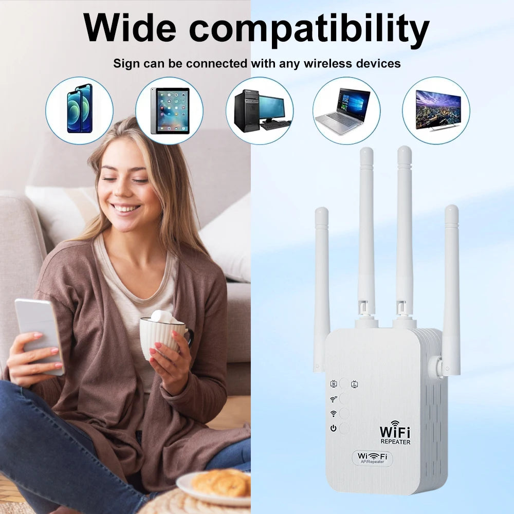 Ourlife Dual-Netzwerkschnittstelle WiFi Repeater Signalverstärker Router Netzwerkverstärker Long Range Signal für kleines Büro