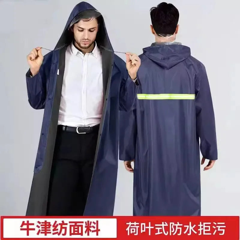 Langer, einteiliger Regenmantel für Erwachsene aus Segeltuch, wasserdicht, Wander-Regenanzug, Herren-All-Body-Regenschutzkleidung, langlebiges Oxford-Tuch