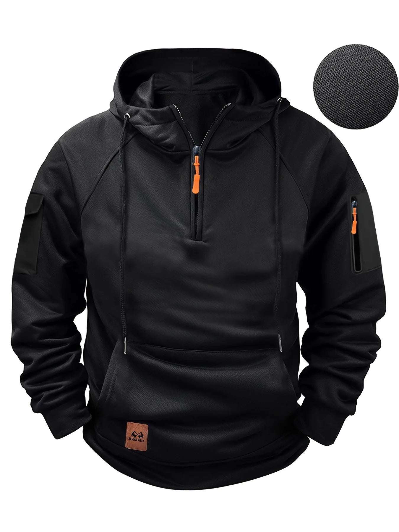 Neues Multi-Pocket-Reißverschluss-Fleece-Sweatshirt mit fallender Schulter und Kapuze für Herren und Damen in Übergröße, lockerer Pullover, modisches Sweatshirt