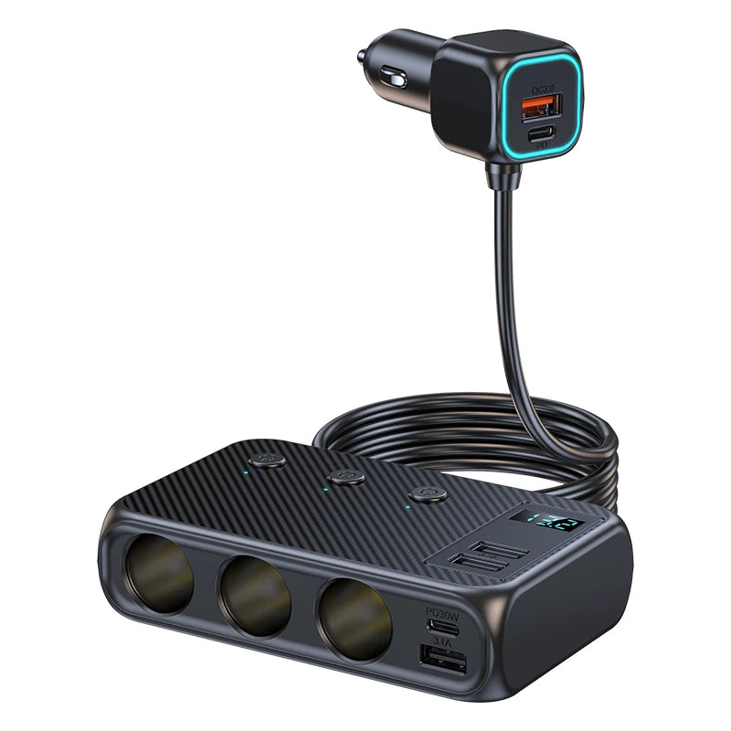 171 W 9 in 1 Auto Ladegerät 3 Ports Zigarettenanzünder Splitter 12 V 24 V Schnellladegerät Stecker Netzteil für iPhone GPS Dashcam