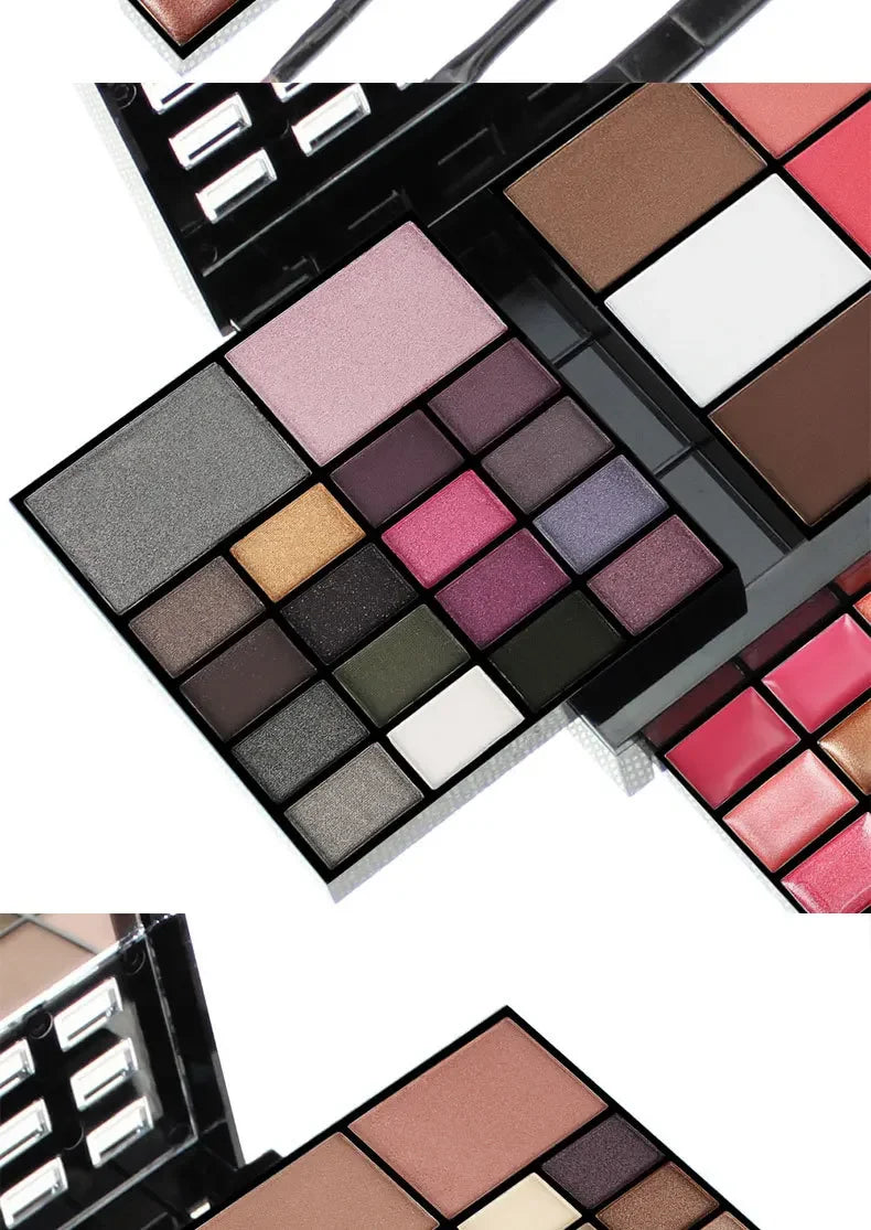 74-Farben-Lidschatten-Lipgloss-Kombinations-Make-up-Set, perlmuttartig, matt, Lidschatten-Tablett, Concealer, Flash-Lippenstift, Kosmetik-Set-Box