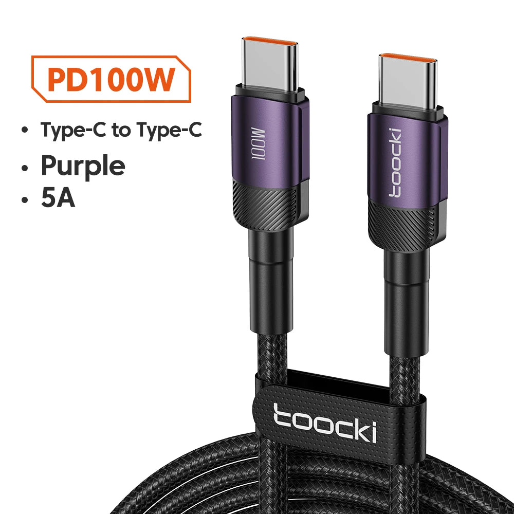 Toocki 100w typ c zu usb c kabel pd 3,0 schnell aufladen 4,0 schnell laden typ c zu typ c für iphone 15 macbook samsung xiaomi