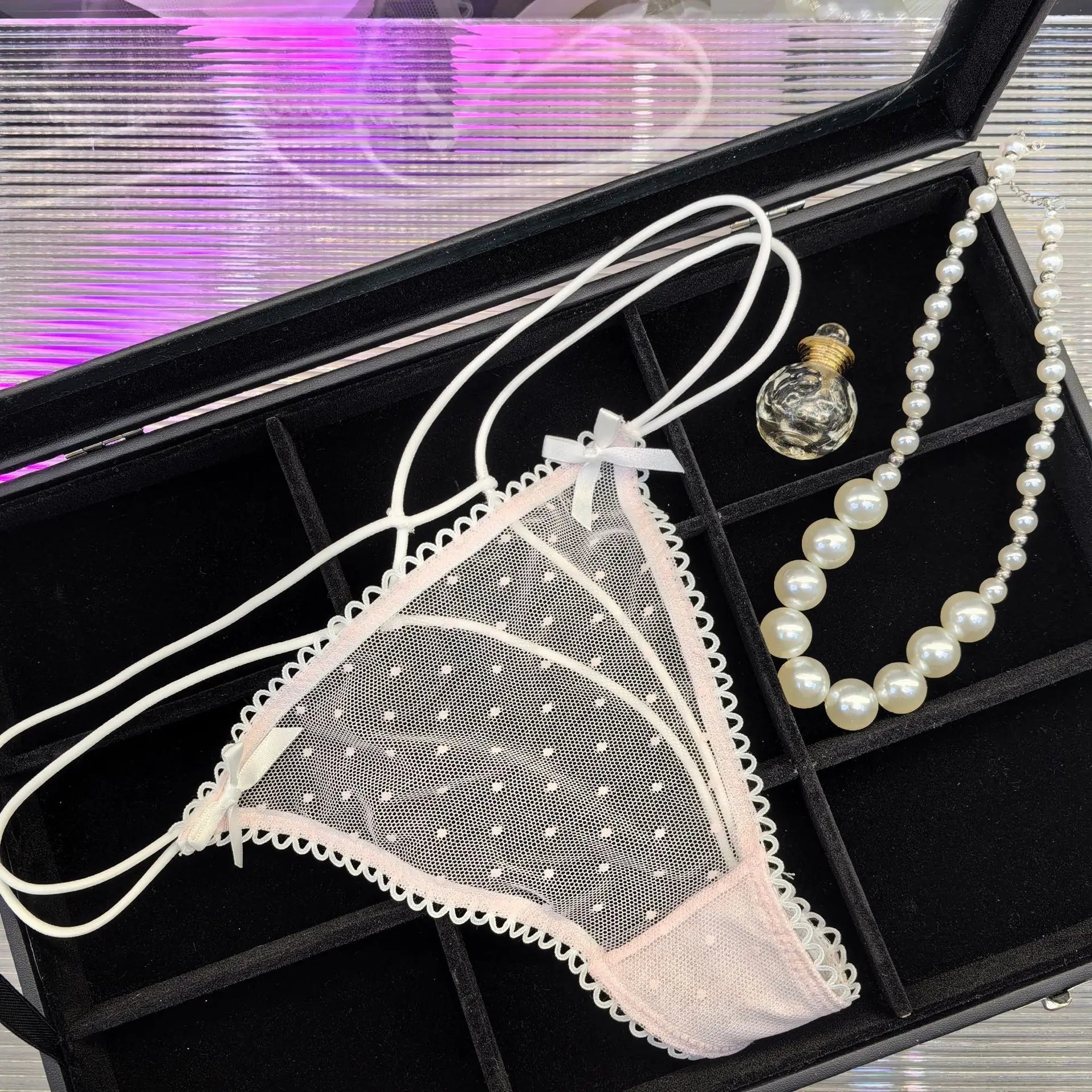 Bowknot Spitze Sexy Mädchen Slips Frauen Höschen Punkte Nahtlose G String Transparent Tanga Unterwäsche Niedrige Taille Weibliche Dessous