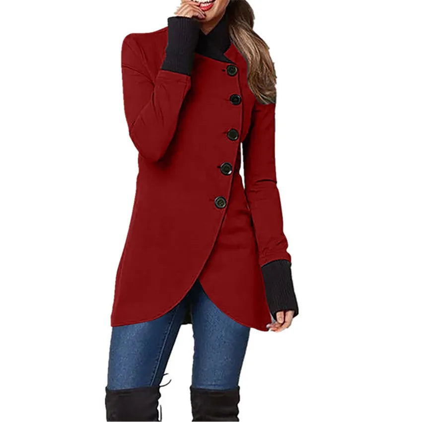 Frau Mantel Top herbst/winter Einfarbig Einreiher Spleißen Langarm Jacke Frau Mantel Dropshipping LDMJW0833