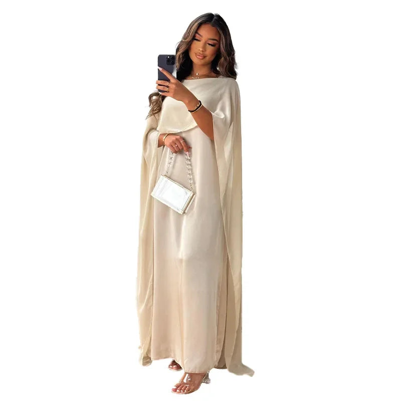 Frauen Kleid lange Kleider solide Rundhals ausschnitt voller Ärmel lässig regelmäßig locker sitzen elegante Spleiß hohe Taille Vestidos einfach