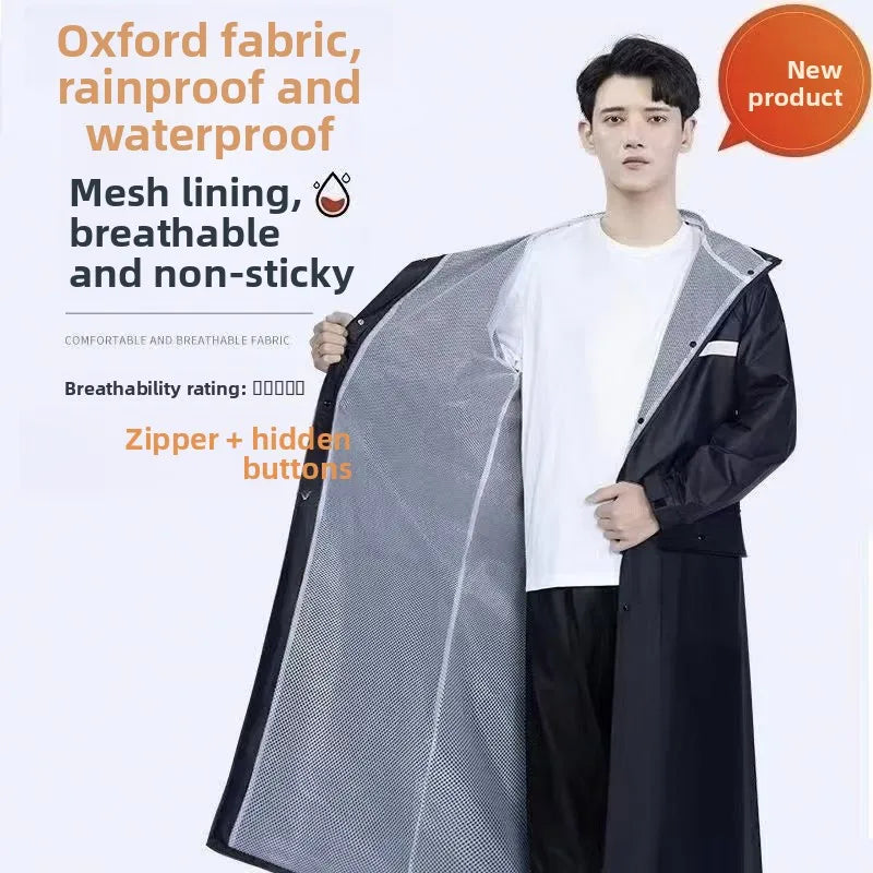 Extra langer Ganzkörper-Regenmantel für schwere Regen, Outdoor-Motorrad, batteriebetrieben, Baustelle, einteiliger wasserdichter Regenanzug