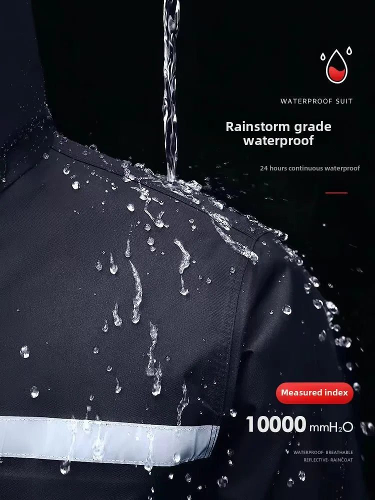 Herren Regenmantel Regenhose Set Geteilter reflektierender Regenmantel Baustellenfahrer zum Mitnehmen Reiten Wandern Arbeitsschutz Regenmantel