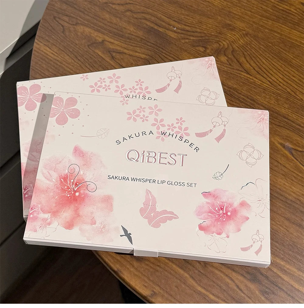 QIBEST 6 Teile/schachtel Matte Lippenstift Sets Und Spiegel Wässrige Lip Glasur Anhaltende Lip Make-Up Sets Feuchtigkeitsspendende Lipgloss Halskette Geschenk