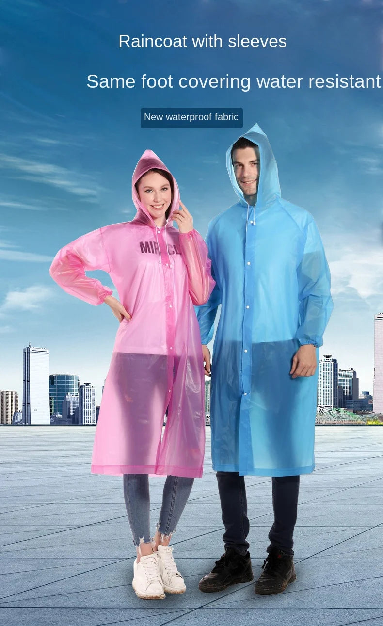 Hohe Qualität 1 stück 145*68 CM EVA Unisex Regenmantel Verdickt Regenmantel Frauen Wasserdichte Männer Schwarz Camping Wasserdichte regenbekleidung Anzug