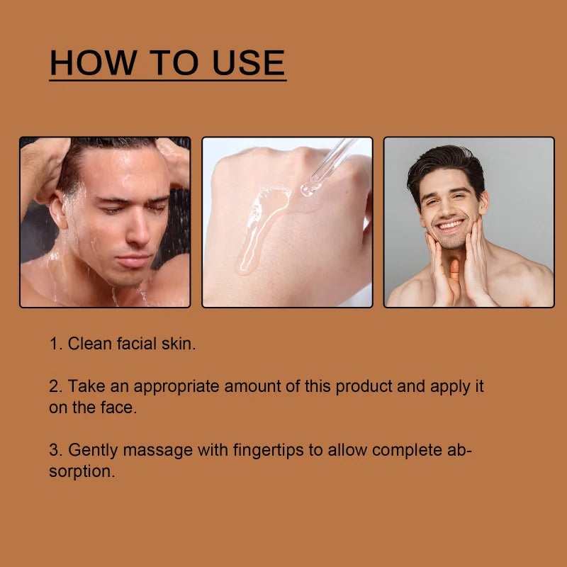 Feuchtigkeitsspendendes Gesichtsserum für Herren, tief feuchtigkeitsspendende, straffende Essenz zur Reduzierung feiner Linien und zur Verbesserung der strahlenden Haut, Anti-Aging-Pflege