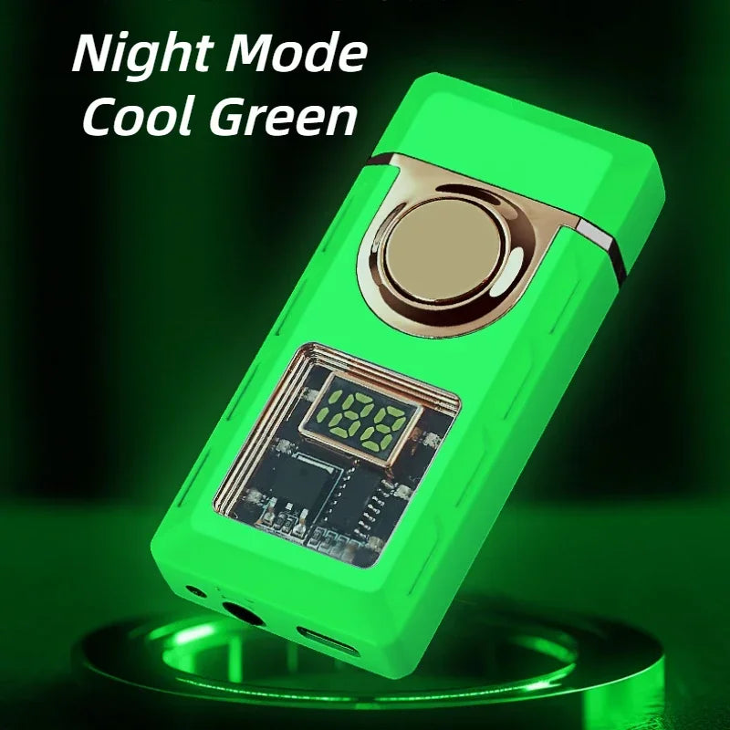 Sprachgesteuertes tragbares wiederaufladbares Typ-C-Feuerzeug, Farblicht, Batterieanzeige, offener Flammenschalter, Jet-Feuer-Feuerzeug