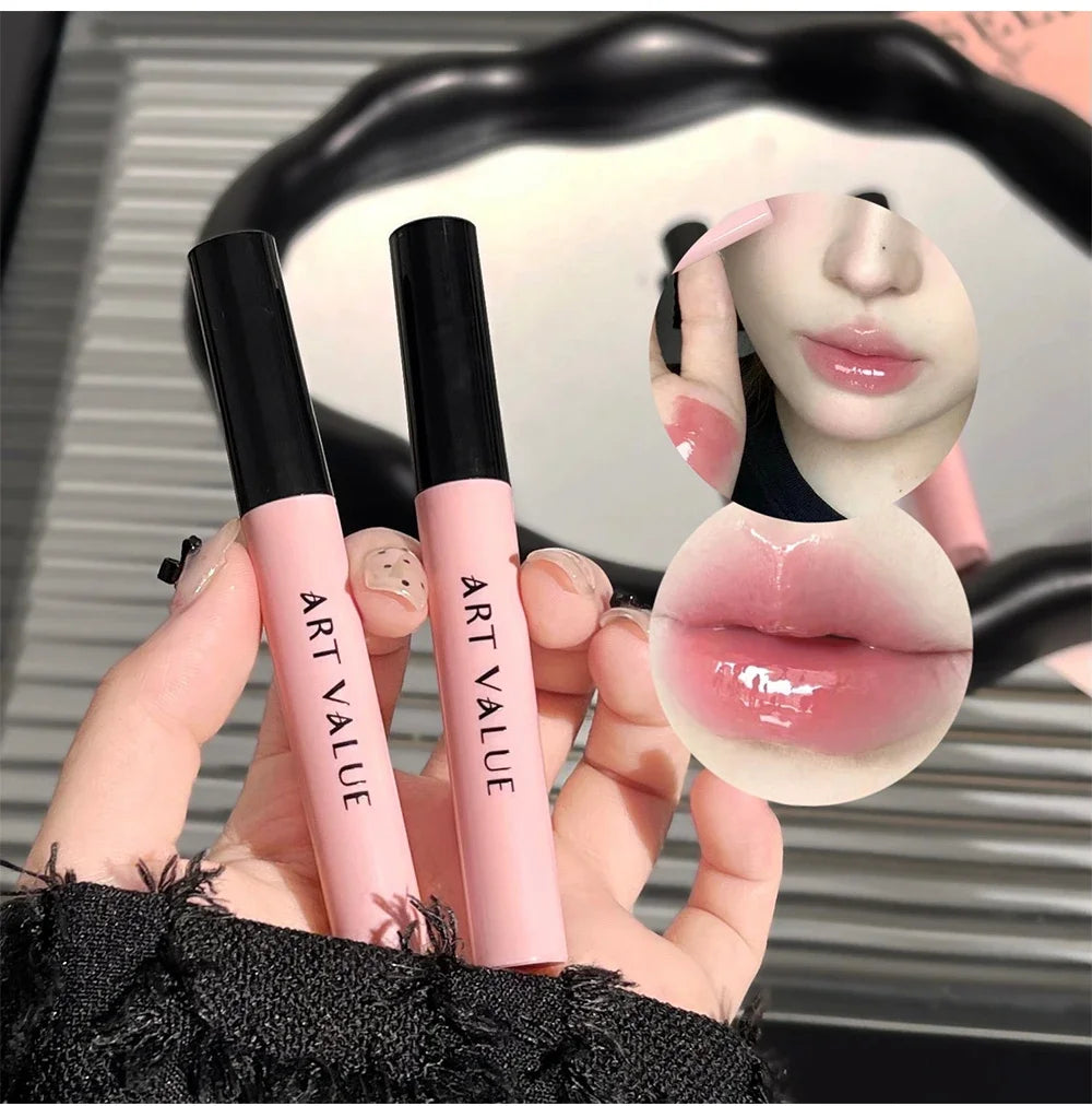 Rosa Liebesbrief Lippenschlamm Spiegelglasur Halskette Set Lippen Make-up Set mit mattem weichem Nebel und weißem Frauen Make-up Kosmetik Geschenke