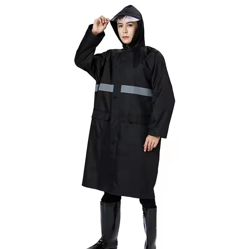 Langer, einteiliger Regenmantel für Erwachsene aus Segeltuch, wasserdicht, Wander-Regenanzug, Herren-All-Body-Regenschutzkleidung, langlebiges Oxford-Tuch