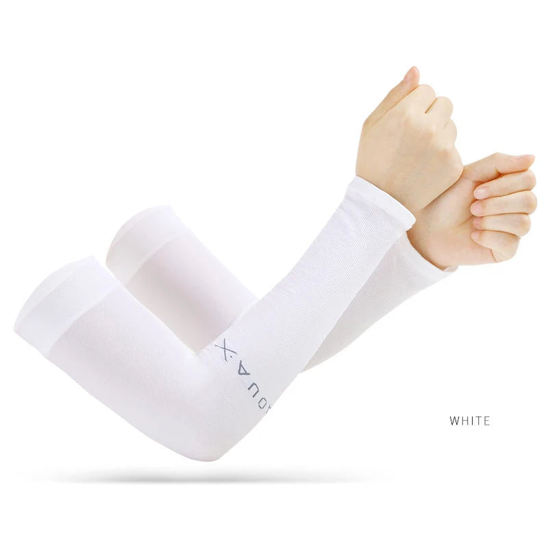 Anti-UV-Armabdeckungen für Männer und Frauen, Radfahren, fingerlose Handschuhe, Sommer, Sport, Eisseide, cooler Schal, Seide, elastische Armabdeckungen, Fahren