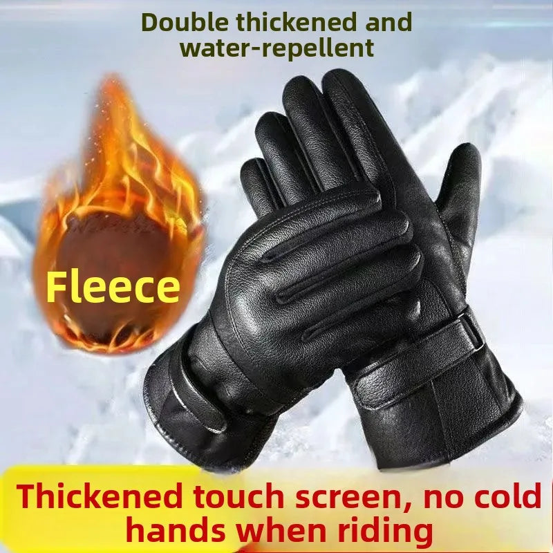 Herren-Winterhandschuhe, verdickt, mit Fleece gefüttert, Touchscreen, wasserdicht, winddicht, kältebeständig, Motorradfahren, Outdoor, Skifahren