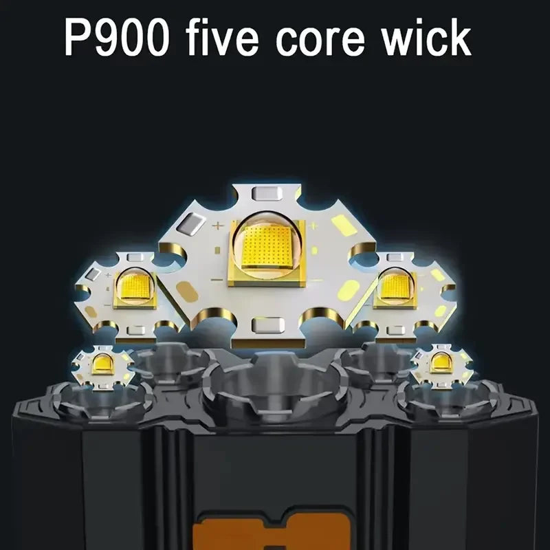 5-LED-Taschenlampe, wiederaufladbar, mit eingebauter Lithium-Batterie, starkes Kopflicht, Camping, Abenteuer, Angeln, Radfahren, Stirnlampe