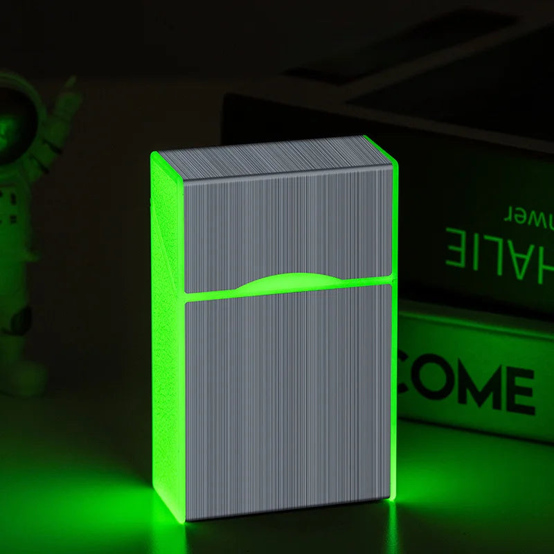 2 in 1 leuchtendes Zigarettenetui, 20 Stück, USB wiederaufladbar, Zigarettenanzünder, winddicht, Zigarettenetui, Geschenk, Raucherzubehör