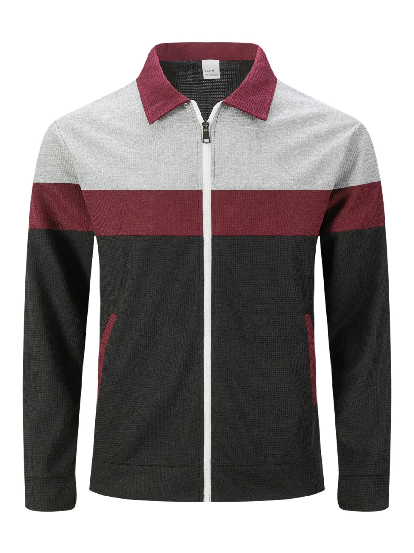 Frühling und Herbst neuer Trend lässige Herrenjacke mit Waffelmuster, mehrfarbiger Reißverschluss-Langarmmantel