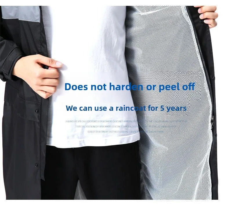 Langer, einteiliger Regenmantel für Erwachsene aus Segeltuch, wasserdicht, Wander-Regenanzug, Herren-All-Body-Regenschutzkleidung, langlebiges Oxford-Tuch