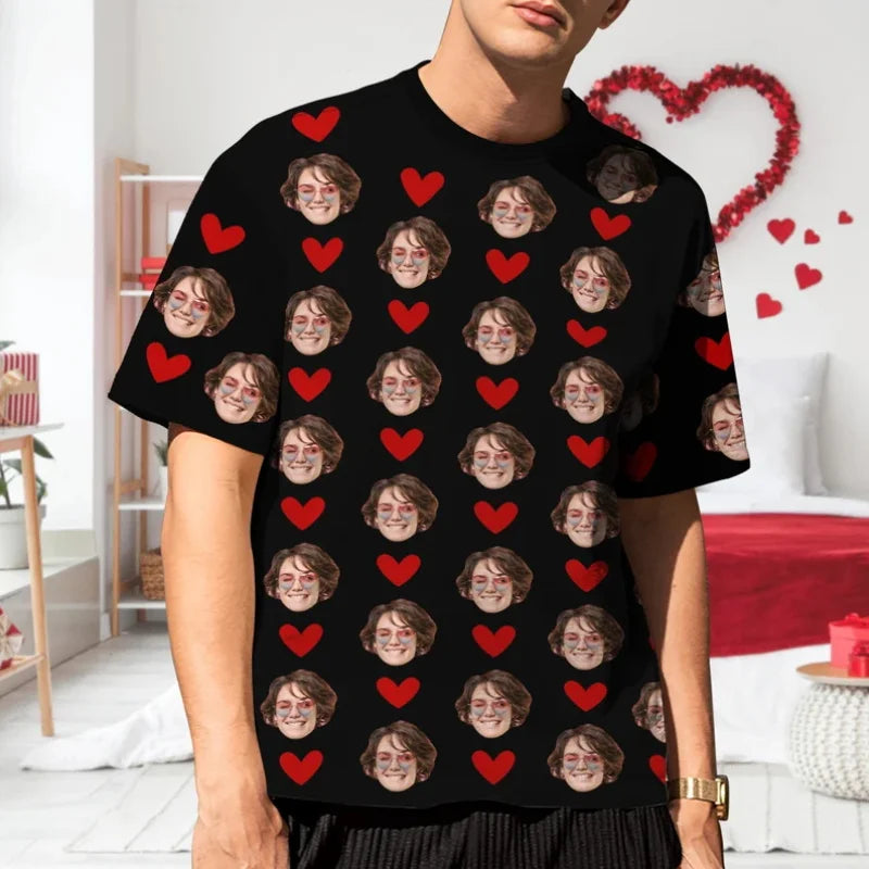 Benutzerdefinierte Gesicht T-shirts Für Männer Voller Druck Personalisierte Diy Gesicht Foto T-shirt Benutzerdefinierte Bild Kurzarm Rundhals T-shirt