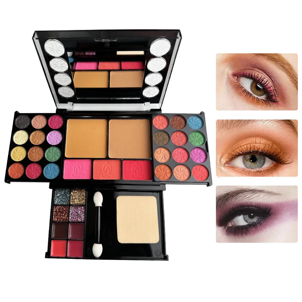 37-Farben-Make-up-Palette-Set, Mini-Reisegröße, Lidschatten, Rouge, gepresstes Pulver, Lippenstift-Set, koreanische Kosmetik, Damen, wasserdicht