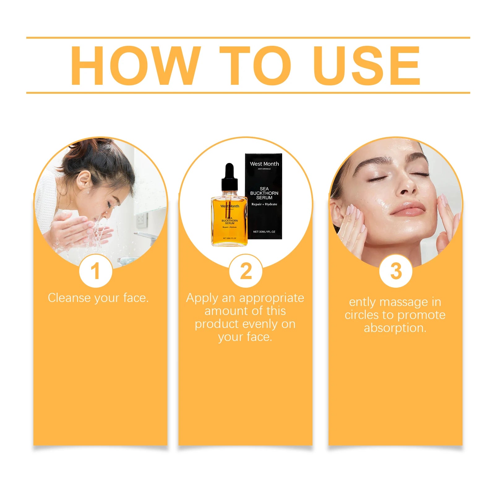 Feuchtigkeitsspendendes Sanddornserum zur sanft feuchtigkeitsspendenden, spenden, nähren, straffen Haut und unterstützen die verjüngende Gesichtsessenz