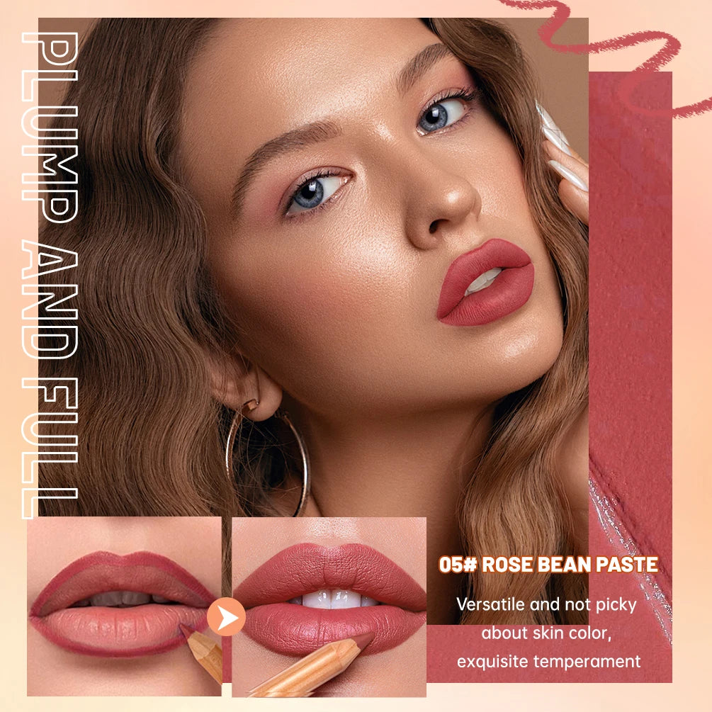 QIBEST 12 Teile/satz Matte Lip Liner Bleistift Lip Umriss Konturierung Dauerhafte Lippenstift Hohe Pigment Nicht Einfach Verblassen Samt Feine Lipliner