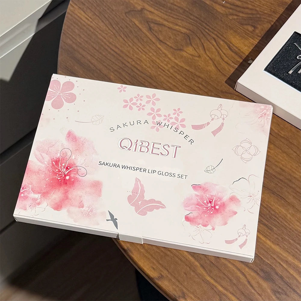 QIBEST 6 Teile/schachtel Matte Lippenstift Sets Und Spiegel Wässrige Lip Glasur Anhaltende Lip Make-Up Sets Feuchtigkeitsspendende Lipgloss Halskette Geschenk