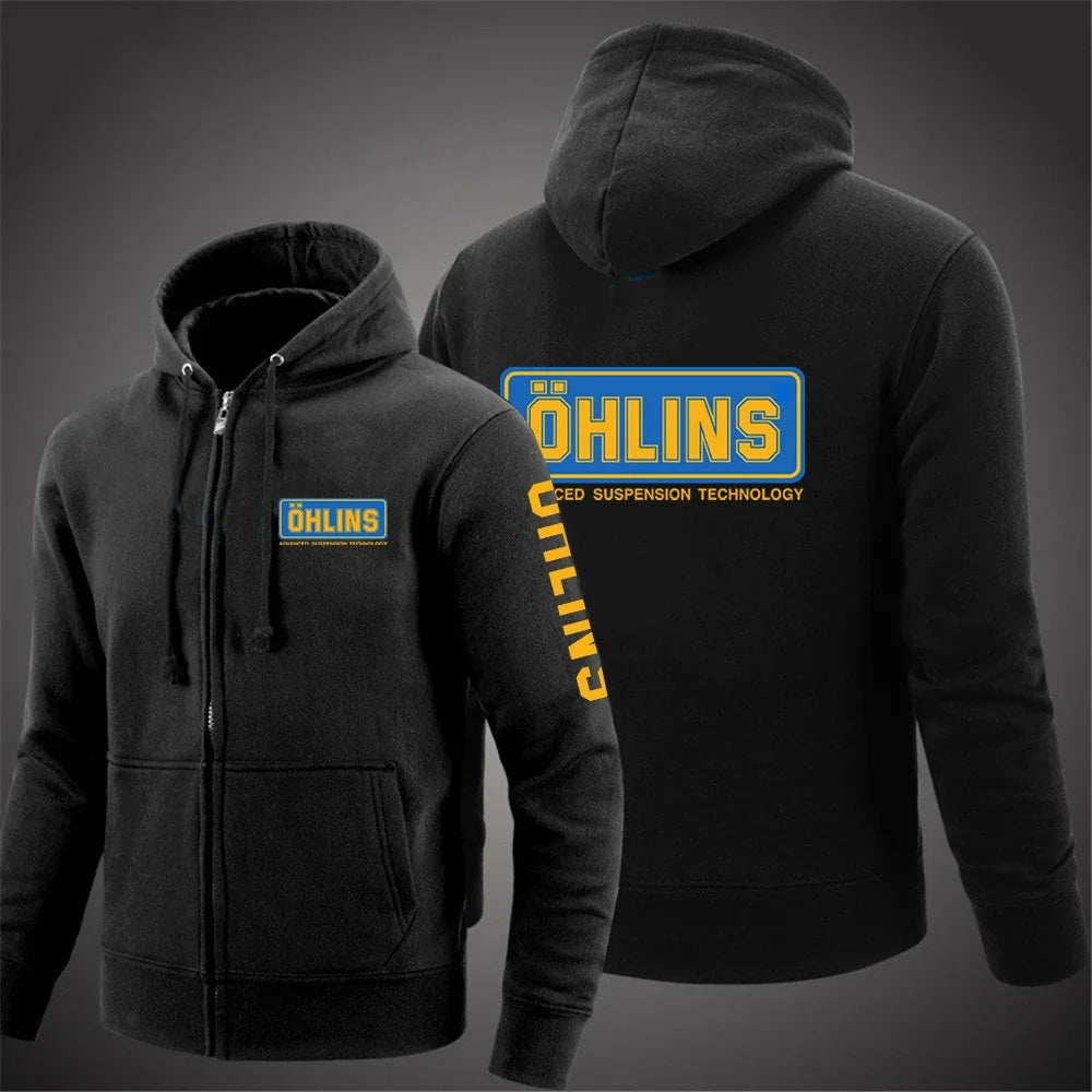 2025 männer Neue Ohlins Suspension Gedruckt Mantel Einfarbig Zipper Mit Kapuze Langarm Jacke Casual Sport Mode Hoodie