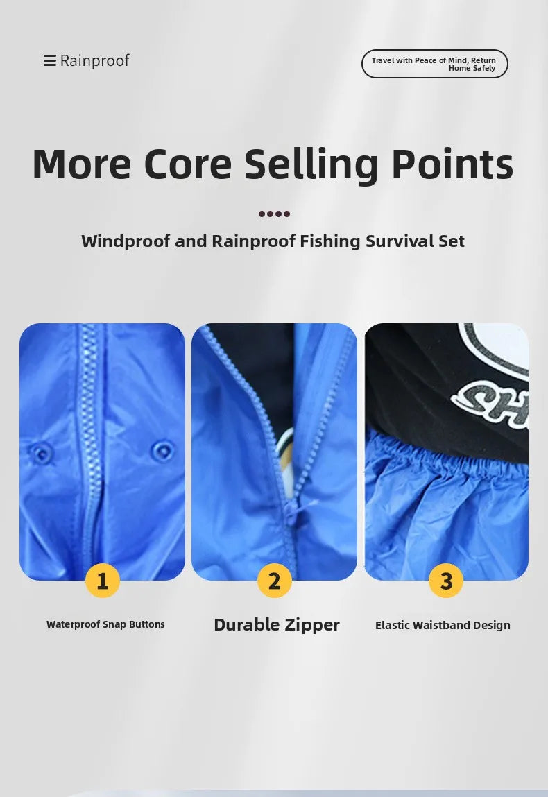 Verdickter Polyester-Stoff, Motorrad, Elektrofahrzeug, Reiten, Regenanzug, atmungsaktiv, abnehmbarer Regenmantel und Hose für Erwachsene