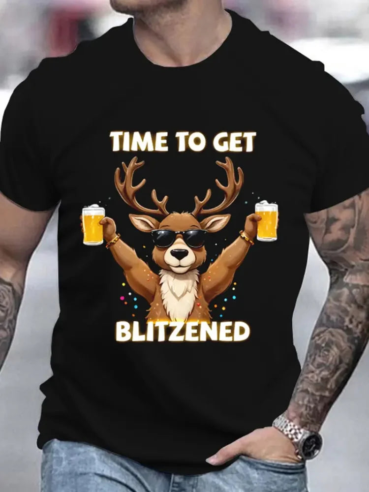 Lustiges Weihnachtsmann-T-Shirt für Herren, Tops, Weihnachten, kurzärmelig, O-Ausschnitt, Y2k-Kleidung, Übergröße, Sommer-T-Shirt, Herren, Freizeitkleidung